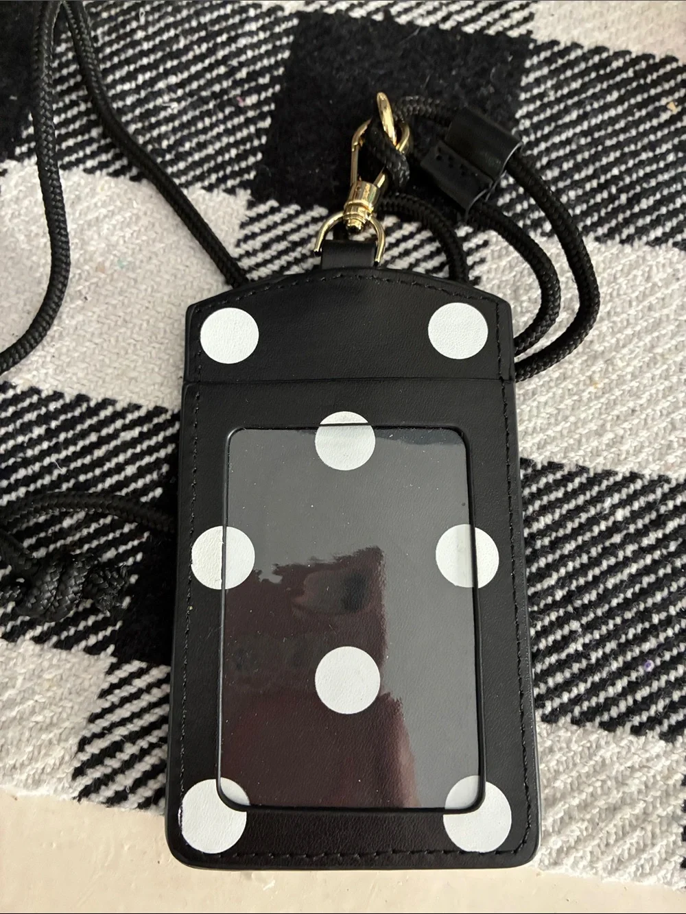 kate spade Black with White Polka Dots Cardholder Lanyard